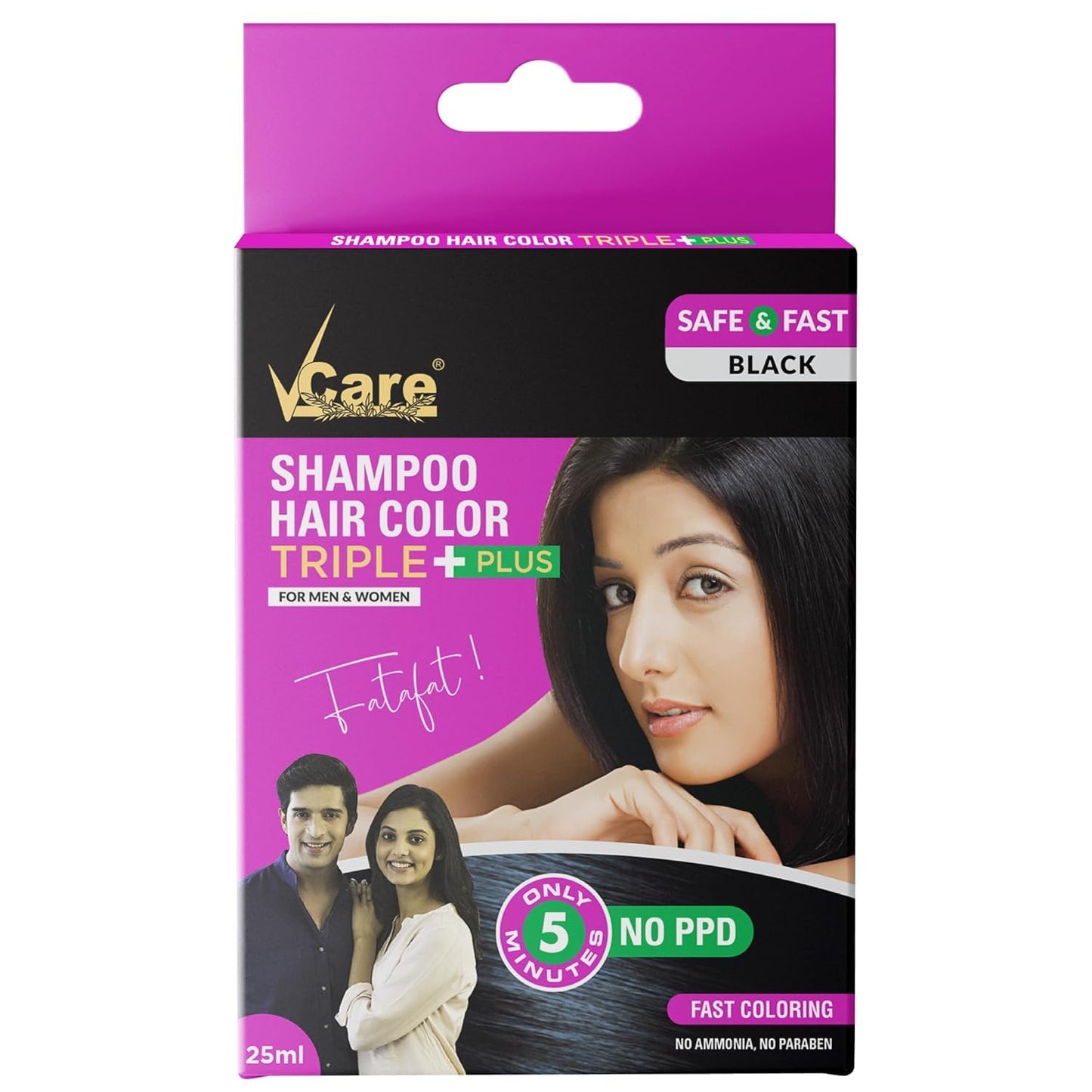 VCare Shampoo Hair Color: Black, 25 ml