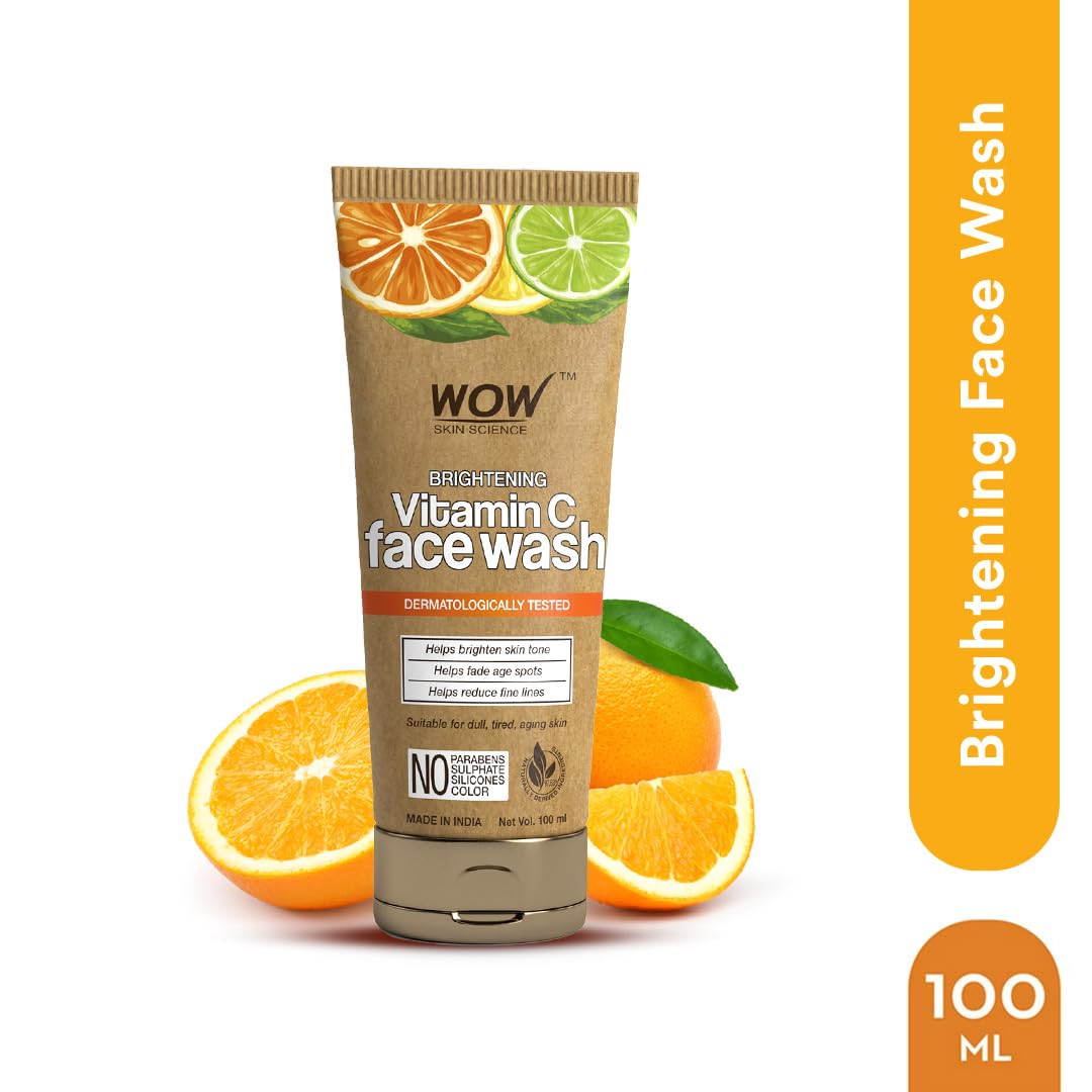 WOW Vitamin C Face Wash: Brightening, Eco-Friendly Tube, 100 ml