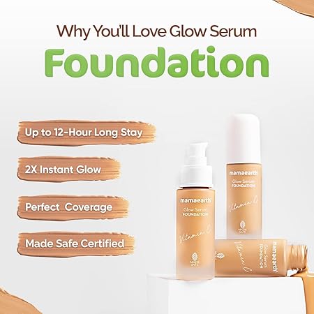 Mamaearth Glow Serum Medium Foundation: 01 Ivory, 30 ml