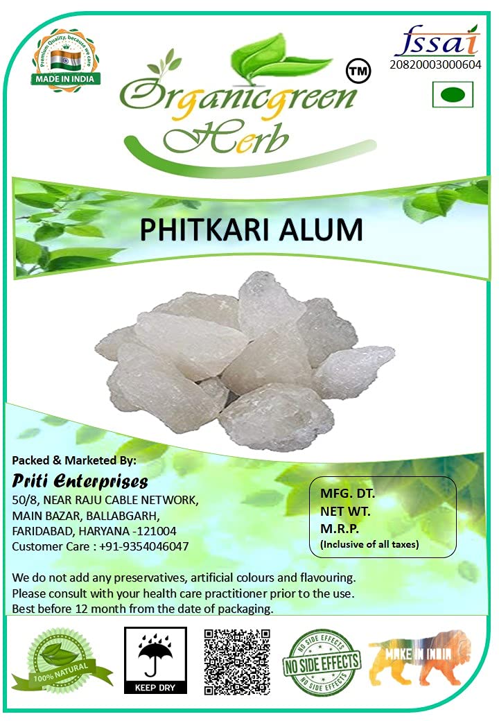 Organicgreen Herb Phitkari Alum Stone 1 kg (1000 GMS) Skin Shave Face Fitkari Phitkari Phi