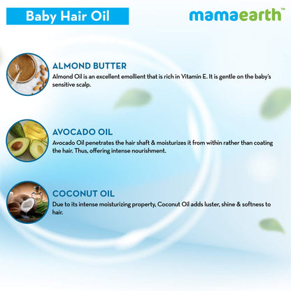 Mamaearth Nourishing Baby Hair Oil, with Almond & Avocado Oil - 200 ml, 1 piece