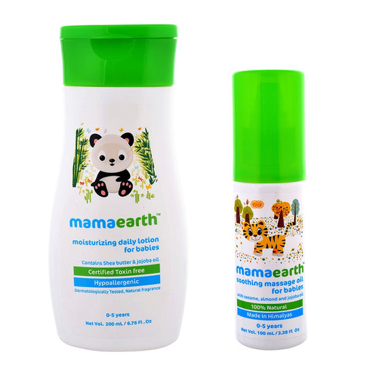 Mamaearth Baby Care Combo: Soothing Massage Oil 100 ml + Daily Moisturizing Lotion 200