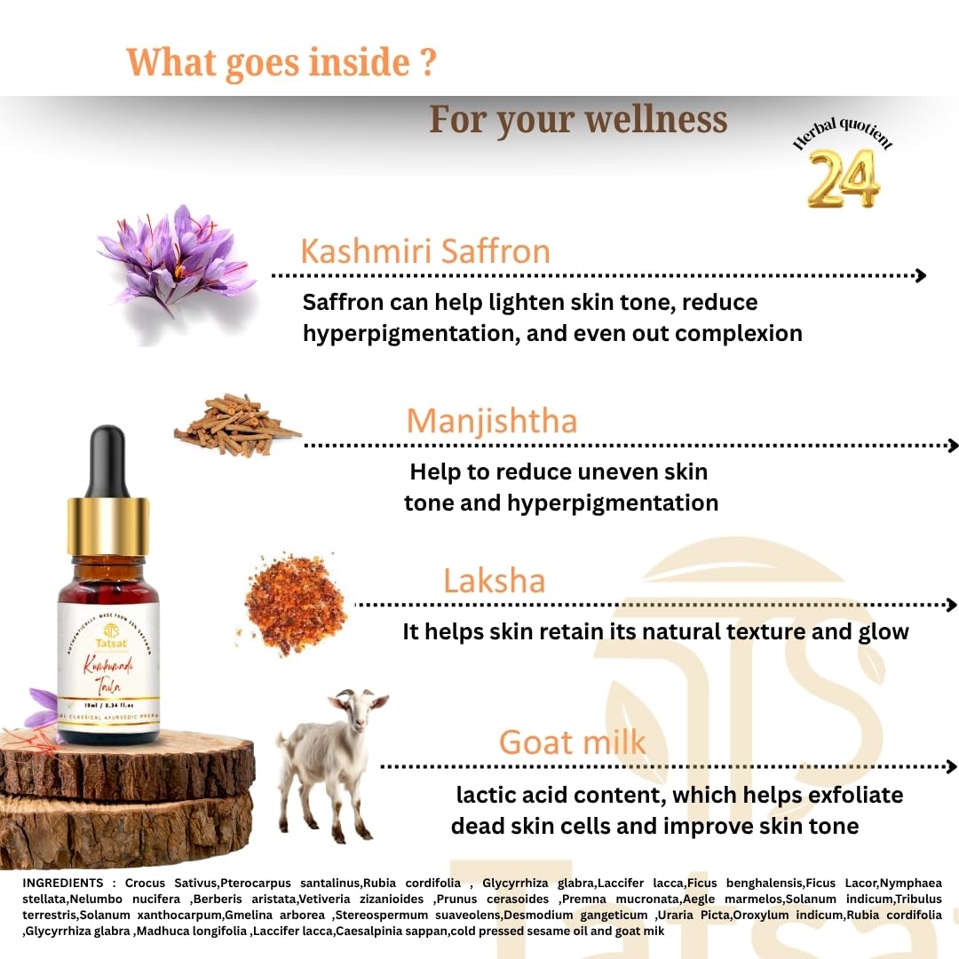 TATSAT Kumkumadi Oil: Spotless Skin, 10 ml