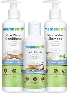 Mamaearth Rice Hair Oil Kit: Oil 150 ml + Shampoo 250 ml + Conditioner 250