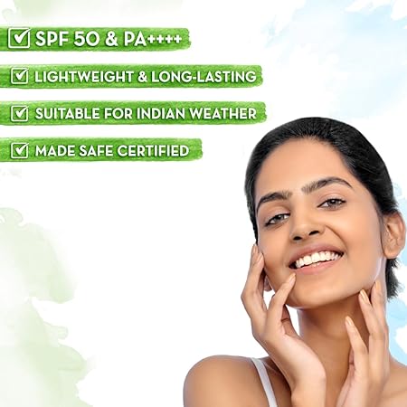 Mamaearth Ultra Light Indian Sunscreen: SPF 50 PA++++, Carrot Seed & Turmeric, 50 g