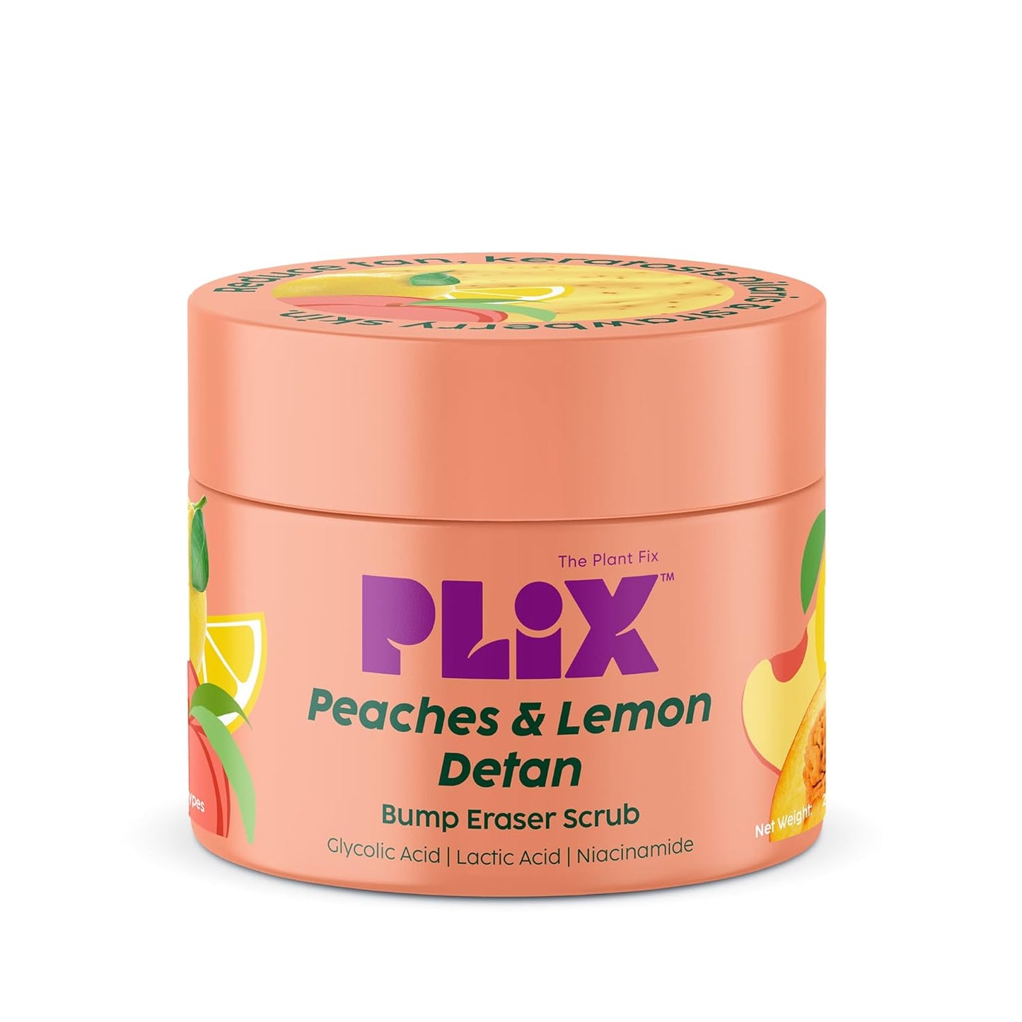 PLIX - THE PLANT FIX Peaches & Lemon Detan Bump Eraser Scrub (200g) | Removes Tan & Restor