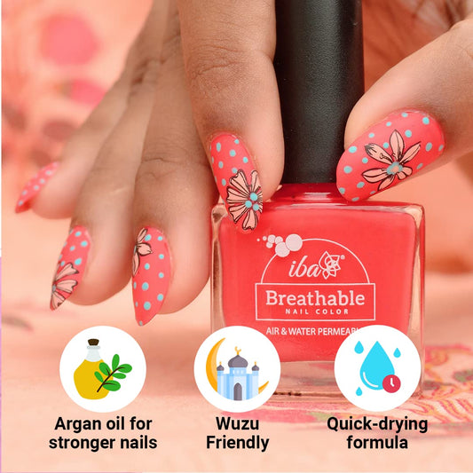 Iba Halal Care Breathable Nail Color, B14 Peach Echo, 9ml