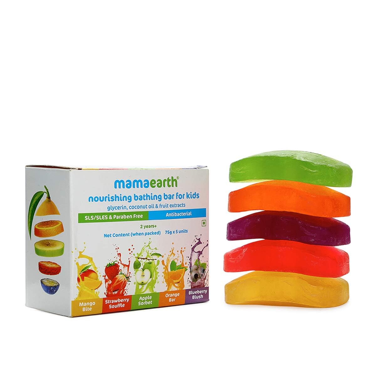Mamaearth Fruit Bathing Bar: Baby Soap with Glycerine, 75 g, Pack of 5