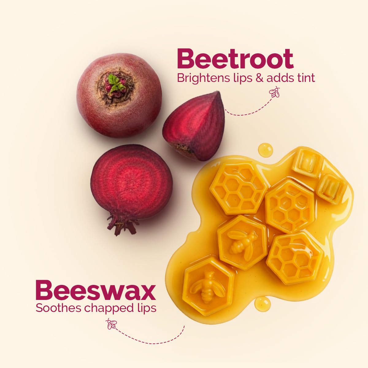 Mamaearth Beetroot Tinted 100% Natural LipBalm with Beetroot & Beeswax - 2 g | | 12 Hr Moisturization | For Dry & Chapped Lips | Natural Pink Tint