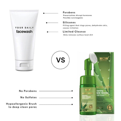 WOW Aloe Vera Face Wash: With Brush, 100 ml