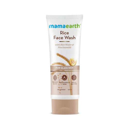 Mamaearth Rice Water FaceWash with Niacinamide | Gentle Exfoliating Cleanser for Radiant S