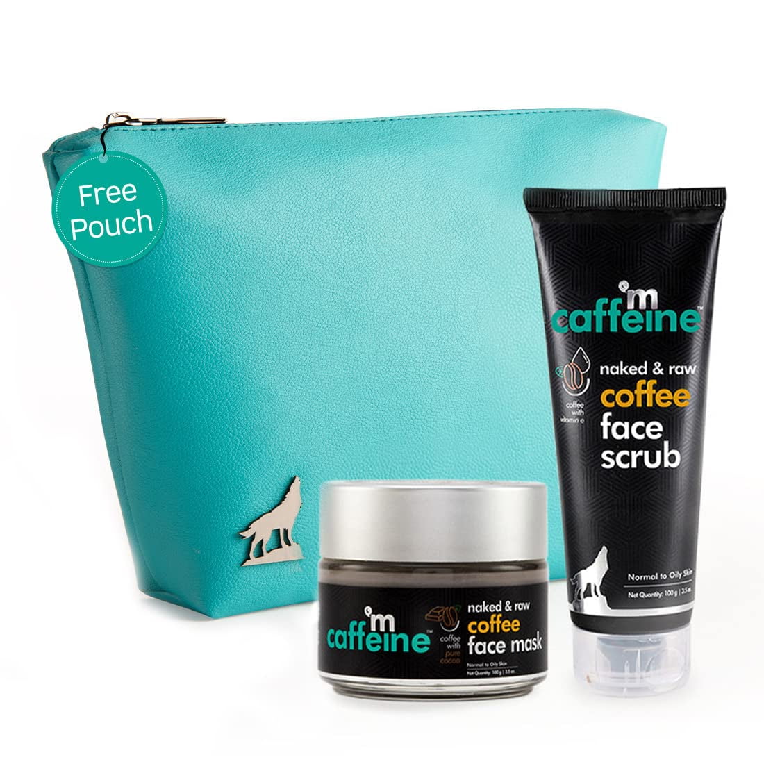 mCaffeine Coffee Skin Refining Kit | Free All Purpose Teal Pouch | Exfoliates, Unclogs Por