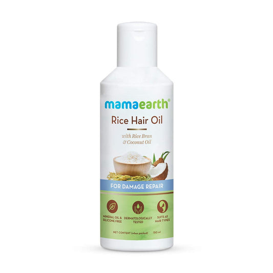 Mamaearth Rice HairOil with Coconut Oil For Damaged, Dry and Frizzy Hair - 150 ml