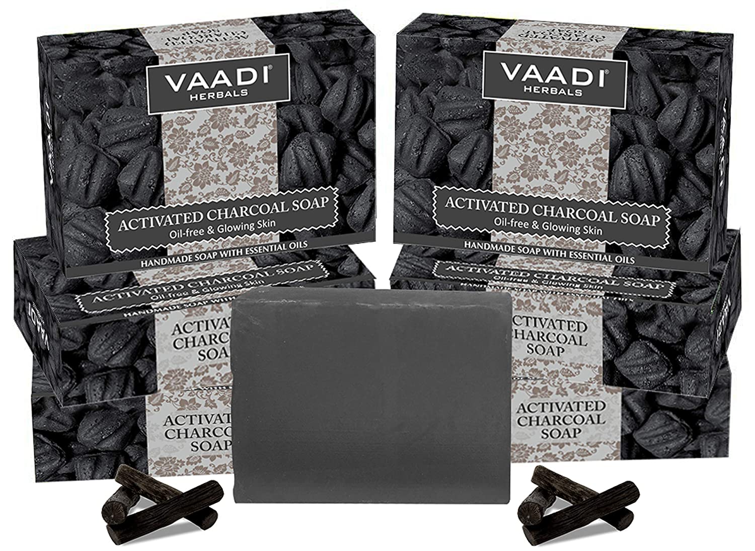 Vaadi Herbals Pvt Ltd Super Value Pack Of 6 Activated Charcoal Soap (6 X 75 Gms) 75 g