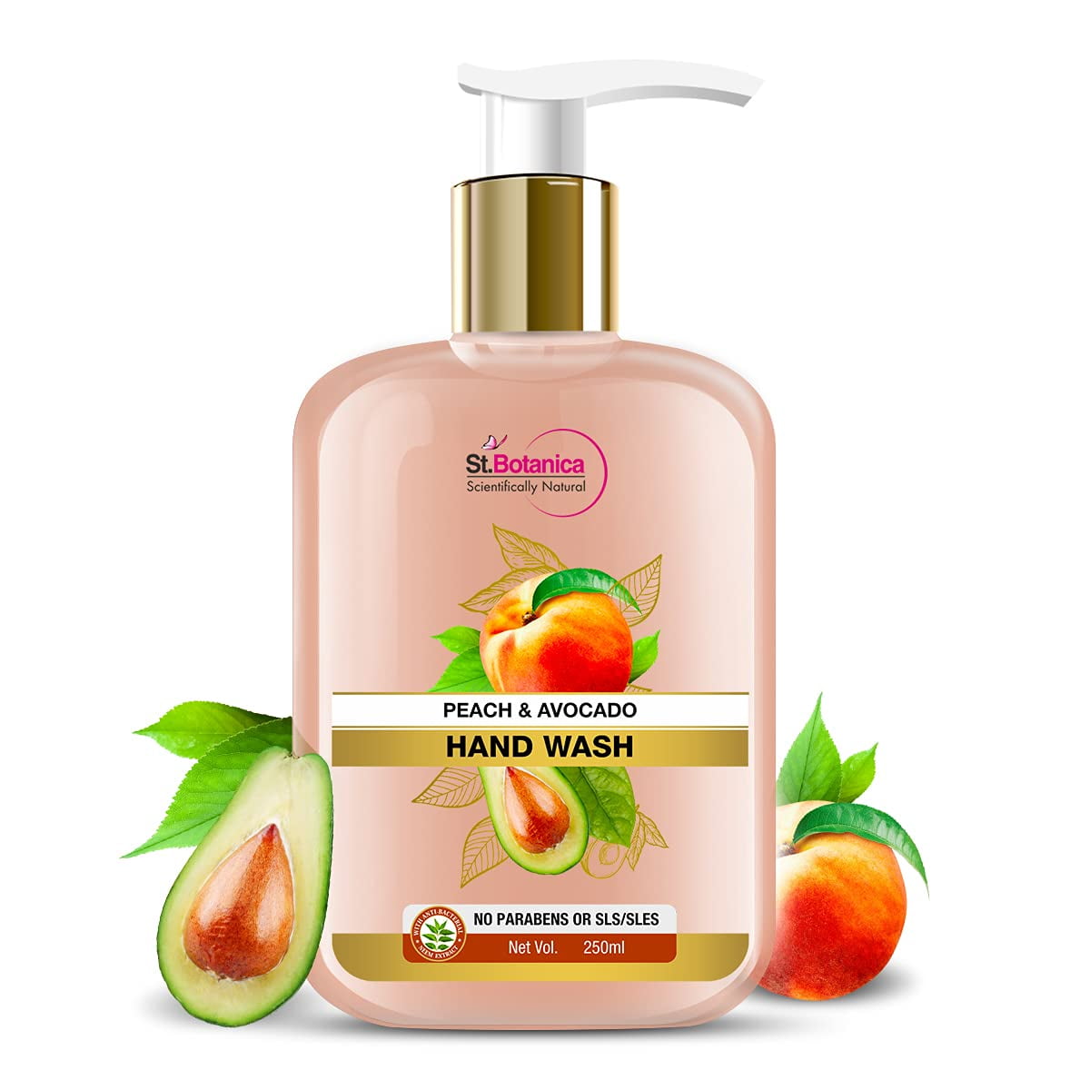 Stbotanica Peach and Avocado Hand Wash, No Parabens, SLS, 250ml - With Shea Butter