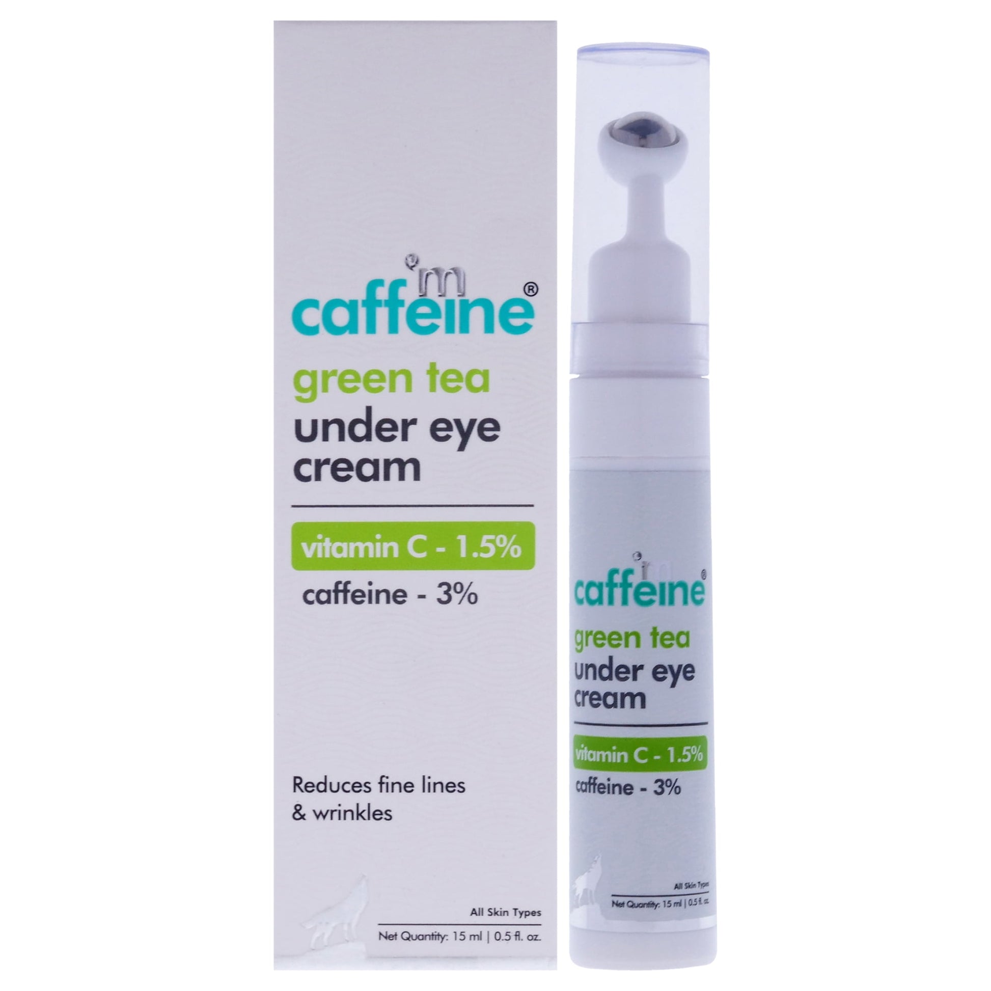 mCaffeine Green Tea Under Eye Cream Vitamin C 1.5 Percent , 0.5 oz Cream