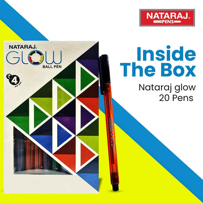 Nataraj Glow Ball Pens - 20 pens pack, Blue