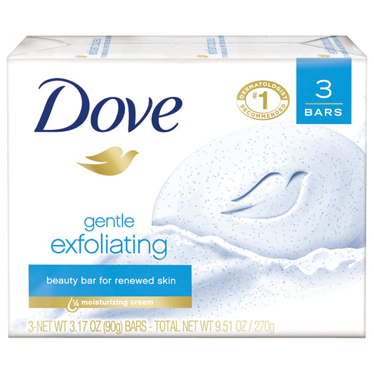 Dove Beauty Bar Gentle Exfoliating With Mild Cleanser, 3.17 oz, 3 Bars