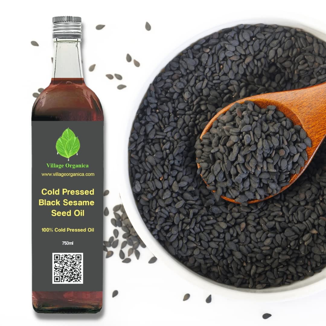 Village-Organica Black Sesame Oil | Cold Pressed Oil | Gingelly Oil | For Body | For Hair