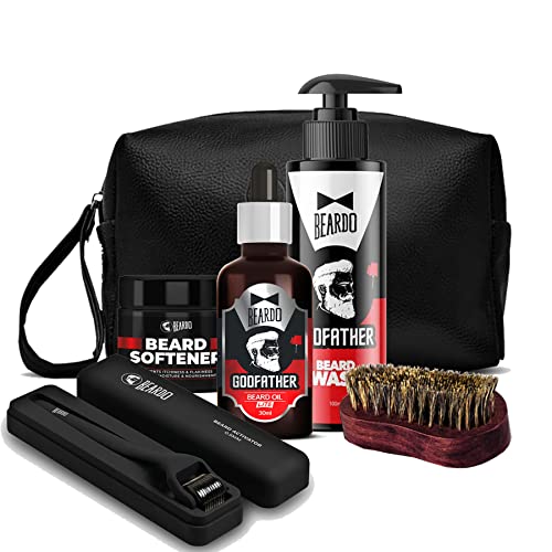 Beardo Beard Nourishment Combo with Godfather (GF Wash,Beard Activator, Boar Brush, Beard