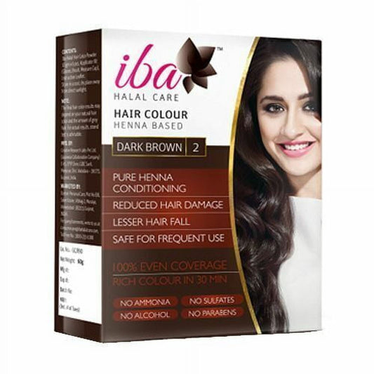 Iba Herbal Henna Based Hair Color,Ammonia free, Halal, Dark Brown 70g Box