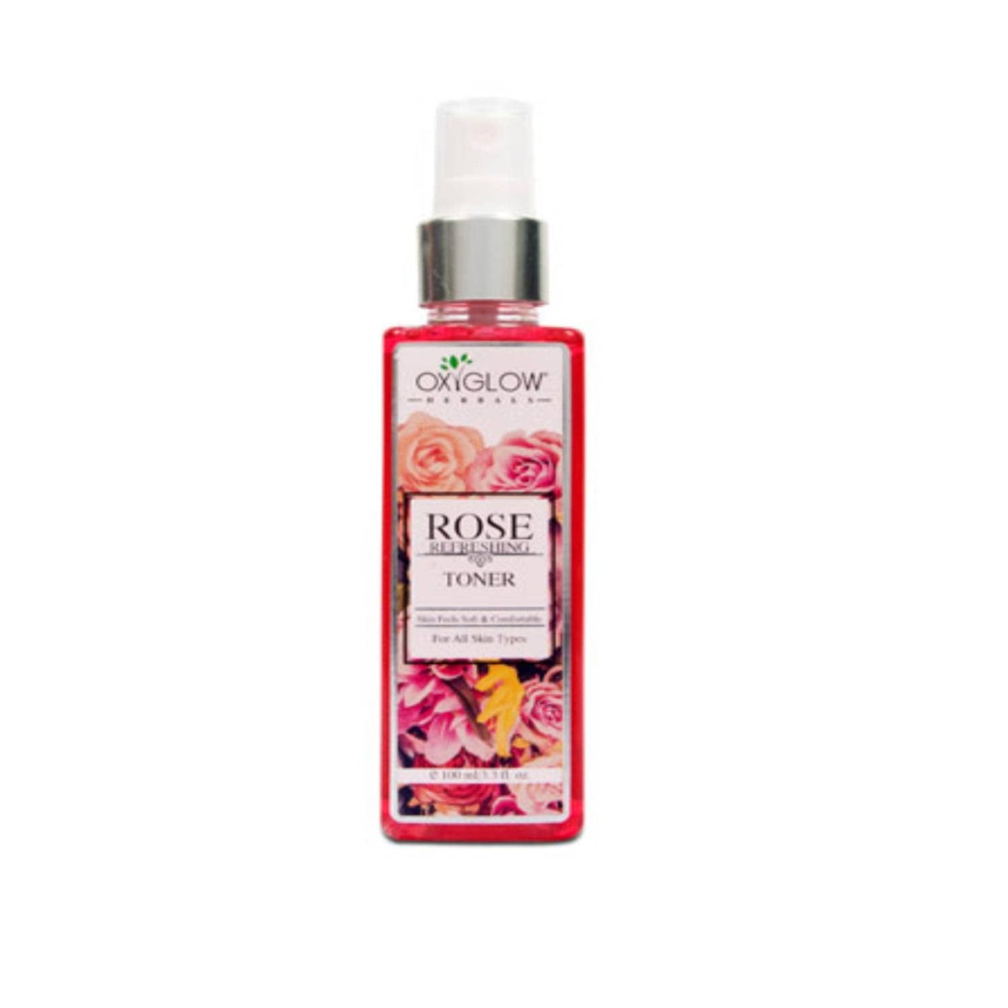 Oxyglow Herbals Rose Skin Toner with rose petal water, mint, glycerine and aloe vera, Pink