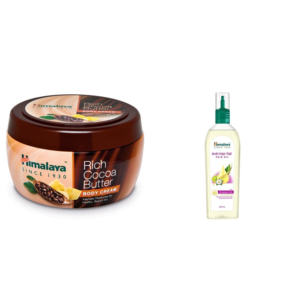Himalaya Rich Cocoa Butter Body Cream, 200ml And Himalaya Herbals Anti Hair Fall HairOil,