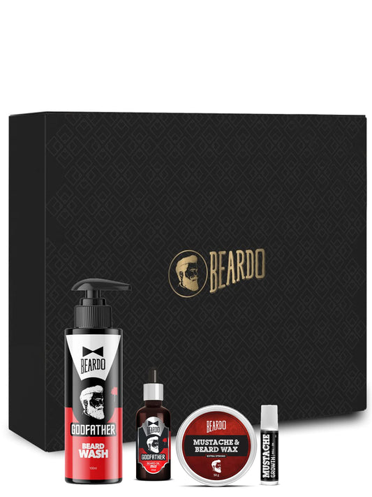 Beardo Ultimate Beard Care Combo with Gift Box (Godfather Wash,Godfather Oil,Beard & Musta