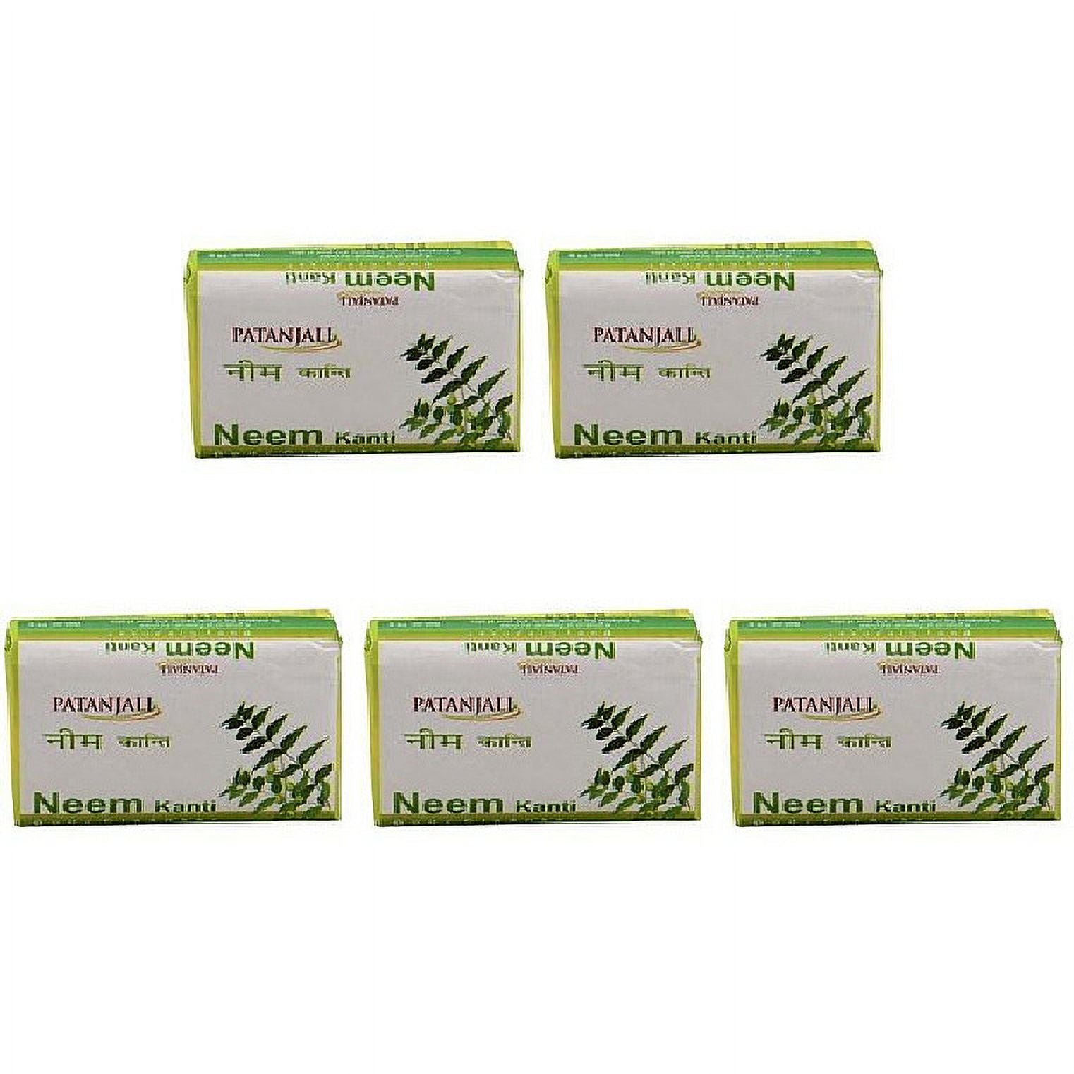 Pack Of 5 - Patanjali Neem Kanti Body Cleanser Soap Bar - 140 Gm (4.93 Oz)