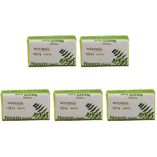 Pack Of 5 - Patanjali Neem Kanti Body Cleanser Soap Bar - 140 Gm (4.93 Oz)