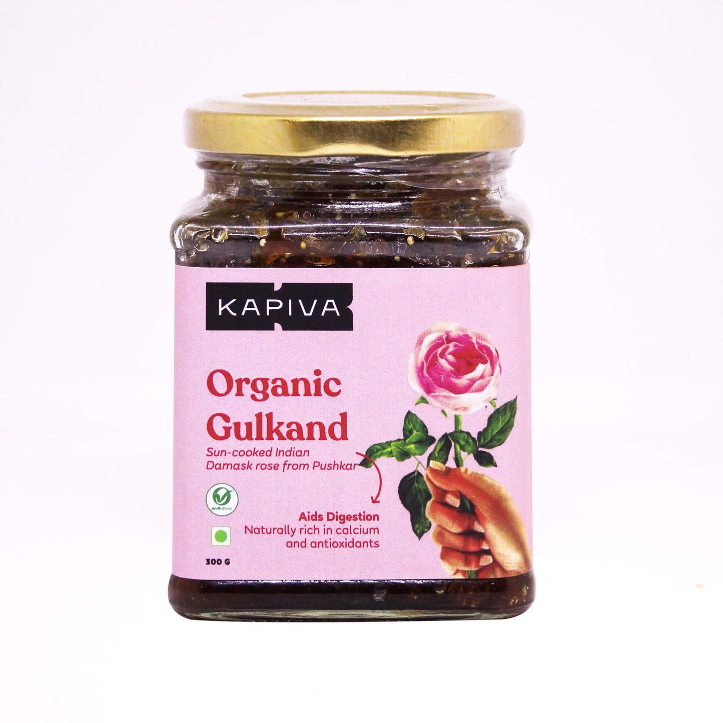 Kapiva Organic Gulkand 300gms (Rose Petal Jam) | 100% Natural | Sun-Cooked Damask Roses