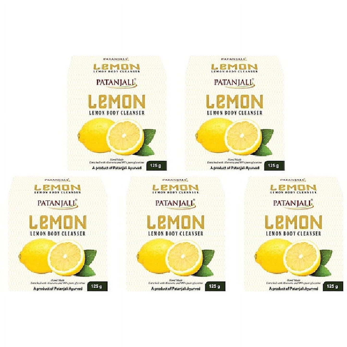 Pack Of 5 - Patanjali Lemon Body Cleanser Soap Bar - 120 Gm (4.23 Oz)