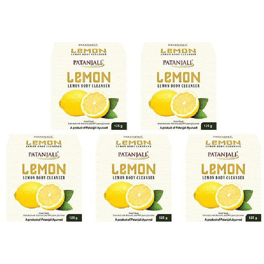 Pack Of 5 - Patanjali Lemon Body Cleanser Soap Bar - 120 Gm (4.23 Oz)