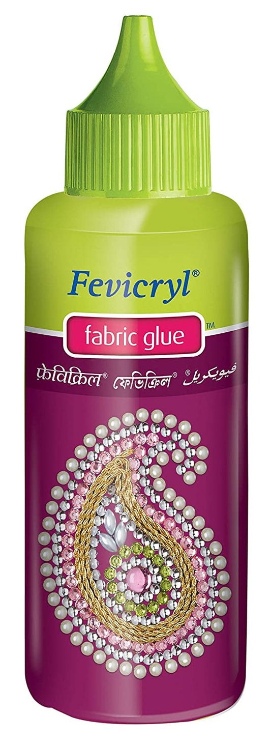 Pidilite Industries Fevicryl Fabric Glue for Embellishments and Seams, Clear, 80 ml