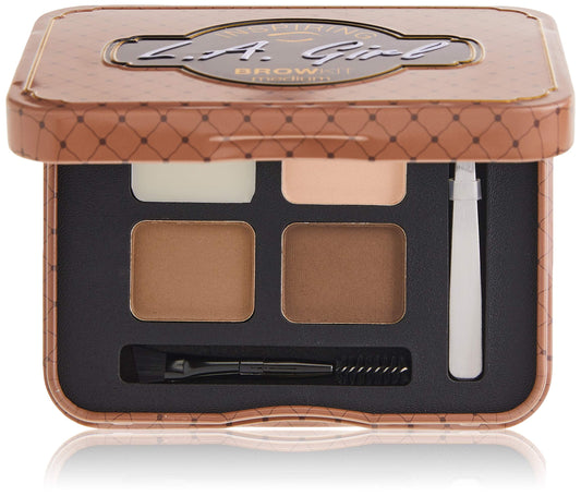 L.A. Girl Inspiring Brow Kit, Medium and Marvelous (Medium), Brow Wax 0.035 oz., Brow Powd