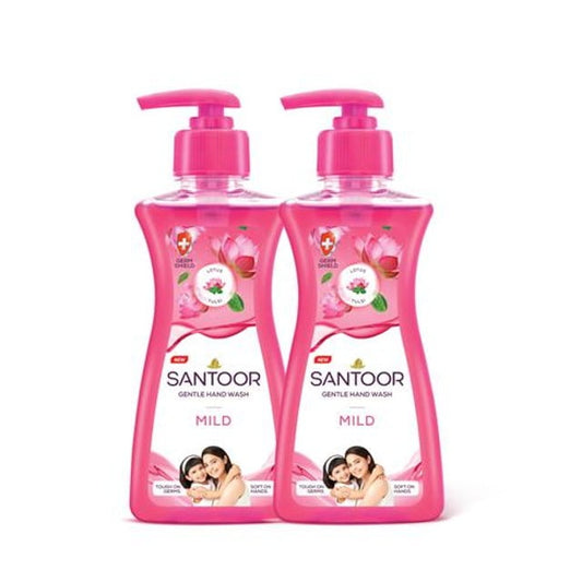 Santoor Mild Gentle Handwash - Lotus & Tulsi, Tough on Germs, 200 ml X2 pack