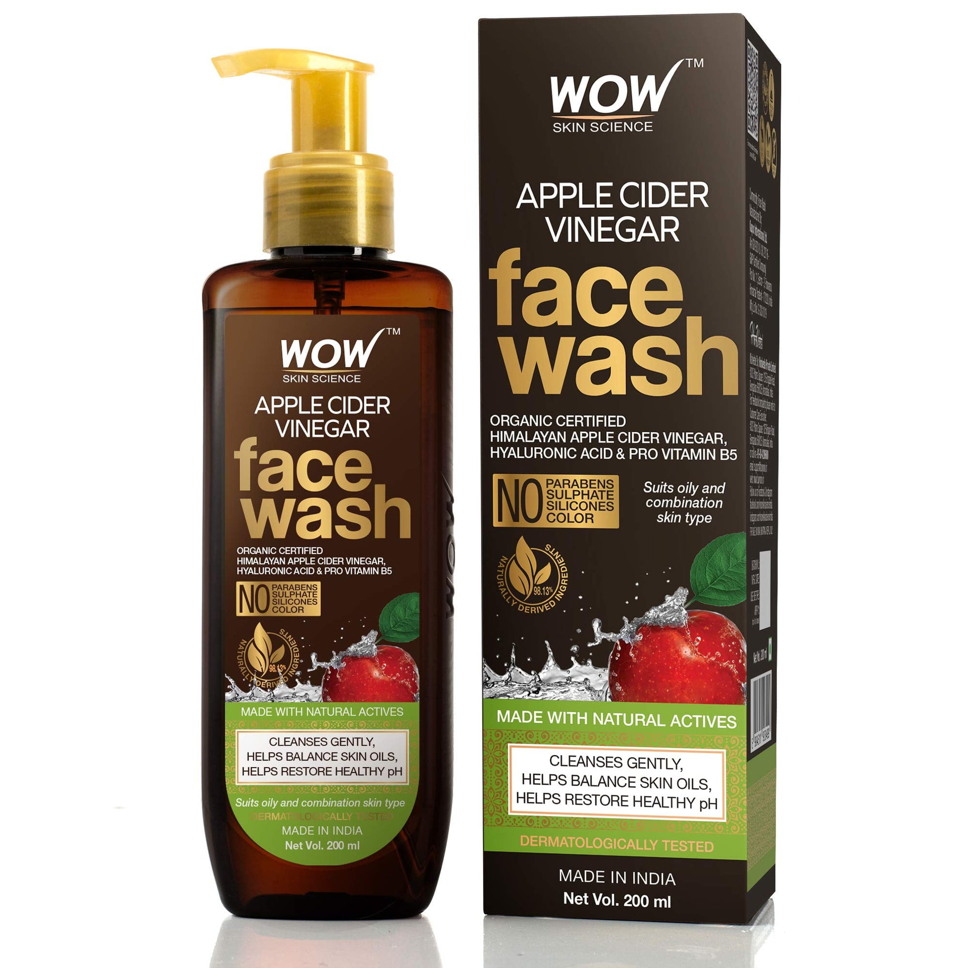 Wow Skin Science Apple Cider Vinegar Refreshing FaceWash | Deep Cleansing | For Oily Skin