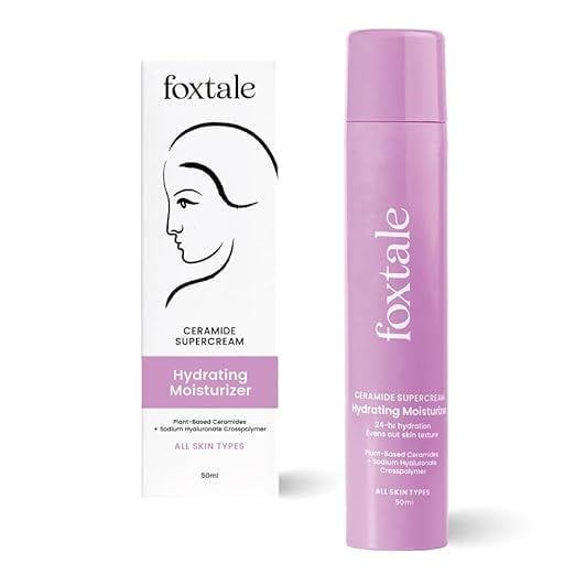 Foxtale 5x Hydrating Ceramide Moisturizer for Face, Micro Hyaluronic Acid & 3 Ceramides, L