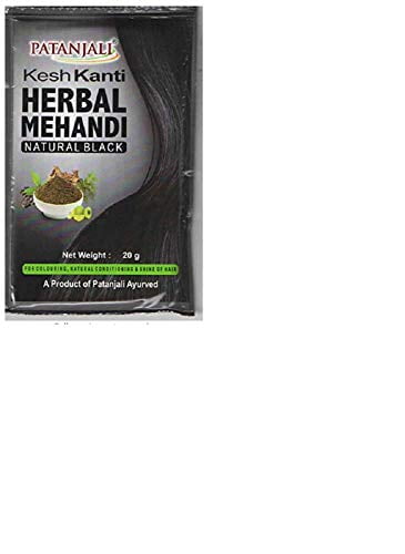 Patanjali Kesh Kanti Herbal Mehndi, 20g - Natural Black (Pack of 6)