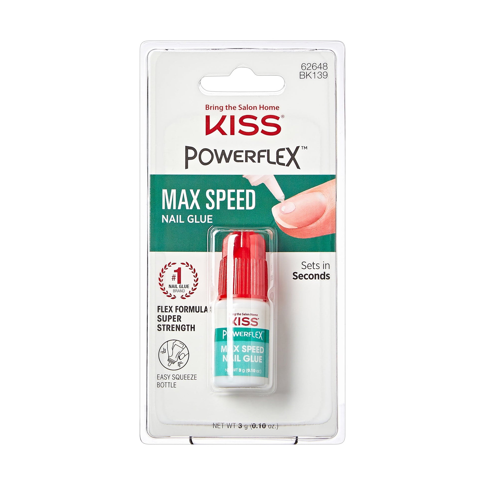 KISS PowerFlex Maximum Speed Nail Glue for Press Ons, Ultra-Hold Instant Bond, 3g (0.1 oz.
