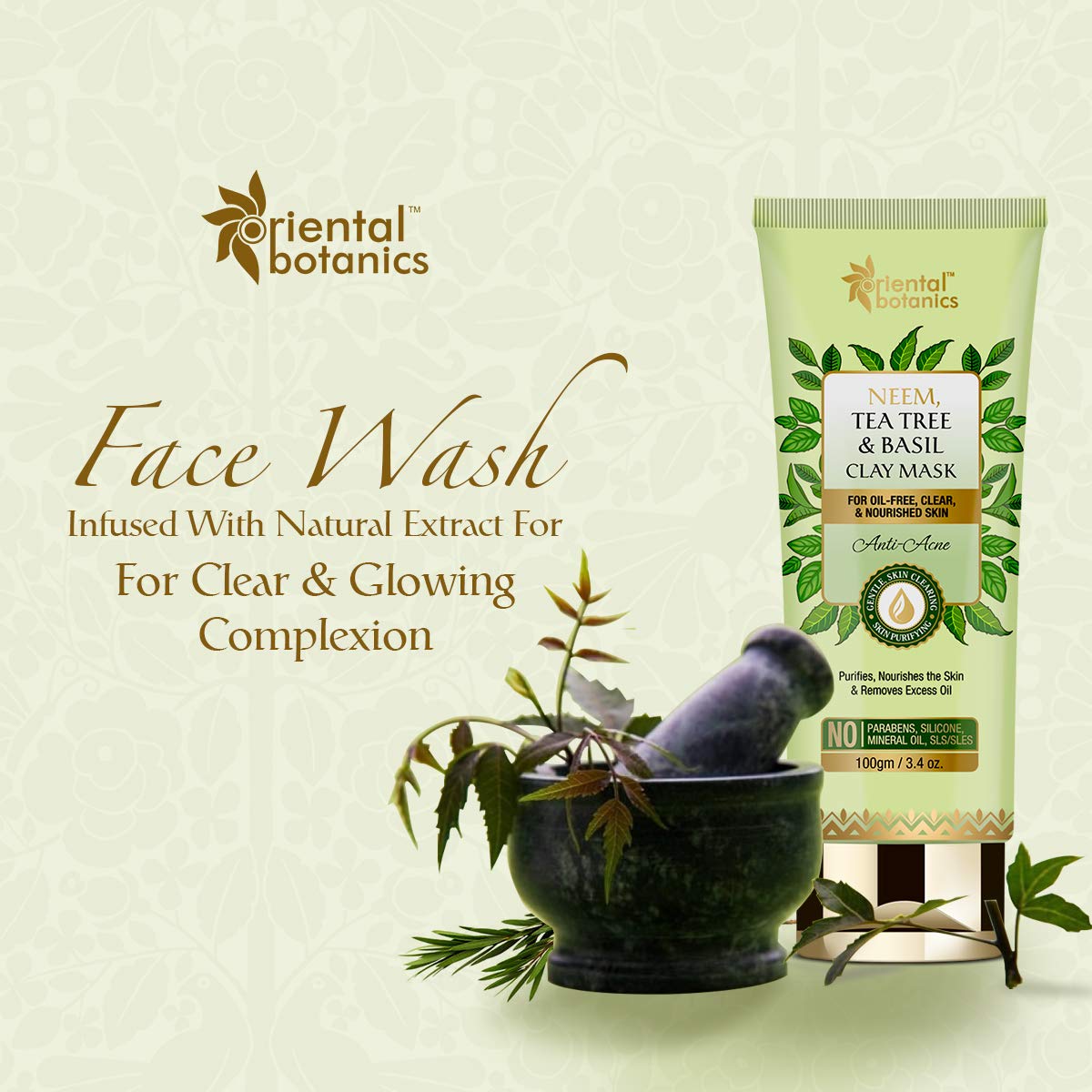 Oriental Botanics Neem, Tea Tree & Basil Face Wash: 100 ml