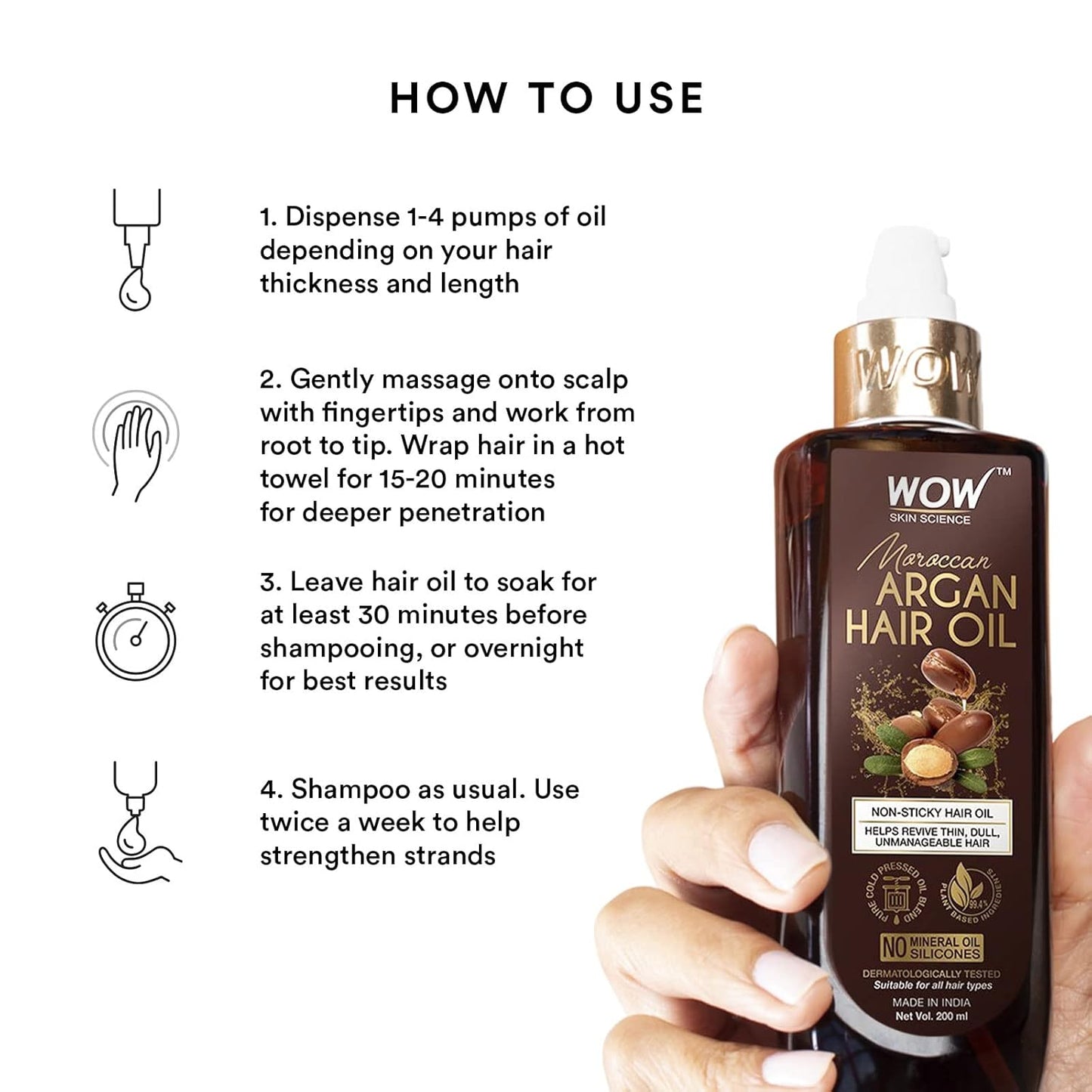 WOW Moroccan Argan Hair Oil: 200 ml
