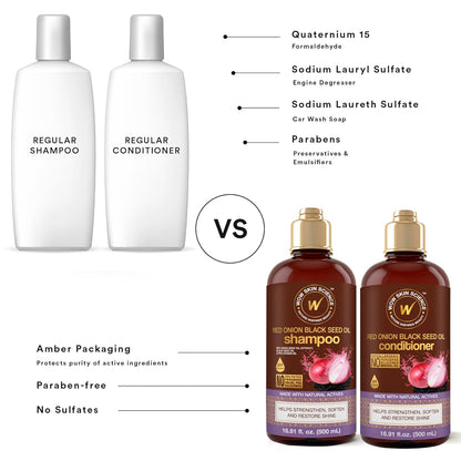 WOW Red Onion Black Seed Shampoo & Conditioner: 500 ml each