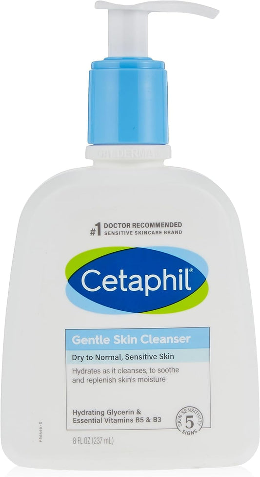 Cetaphil Gentle Skin Cleanser, Dry to Normal, Sensitive Skin, 8 Fl Oz (Pack of 1)