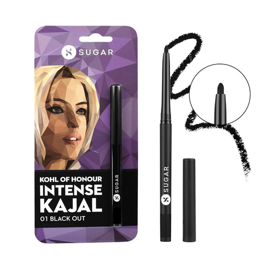 SUGAR Cosmetics Kohl Of Honour Intense Kajal 01 Black Out - Black, Long Lasting Formula,