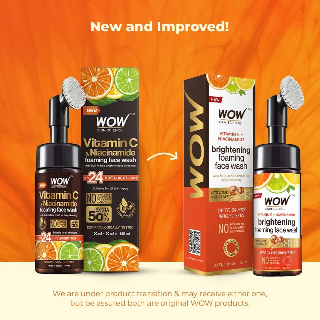 WOW Vitamin C Face Wash with Brush: 100 ml