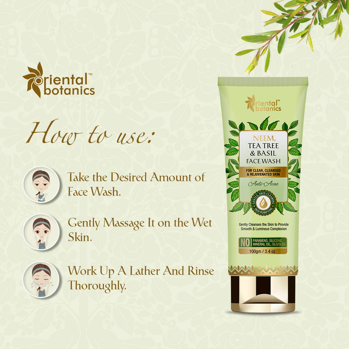 Oriental Botanics Neem, Tea Tree & Basil Face Wash: 100 ml