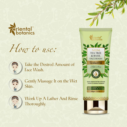 Oriental Botanics Neem, Tea Tree & Basil Face Wash: 100 ml