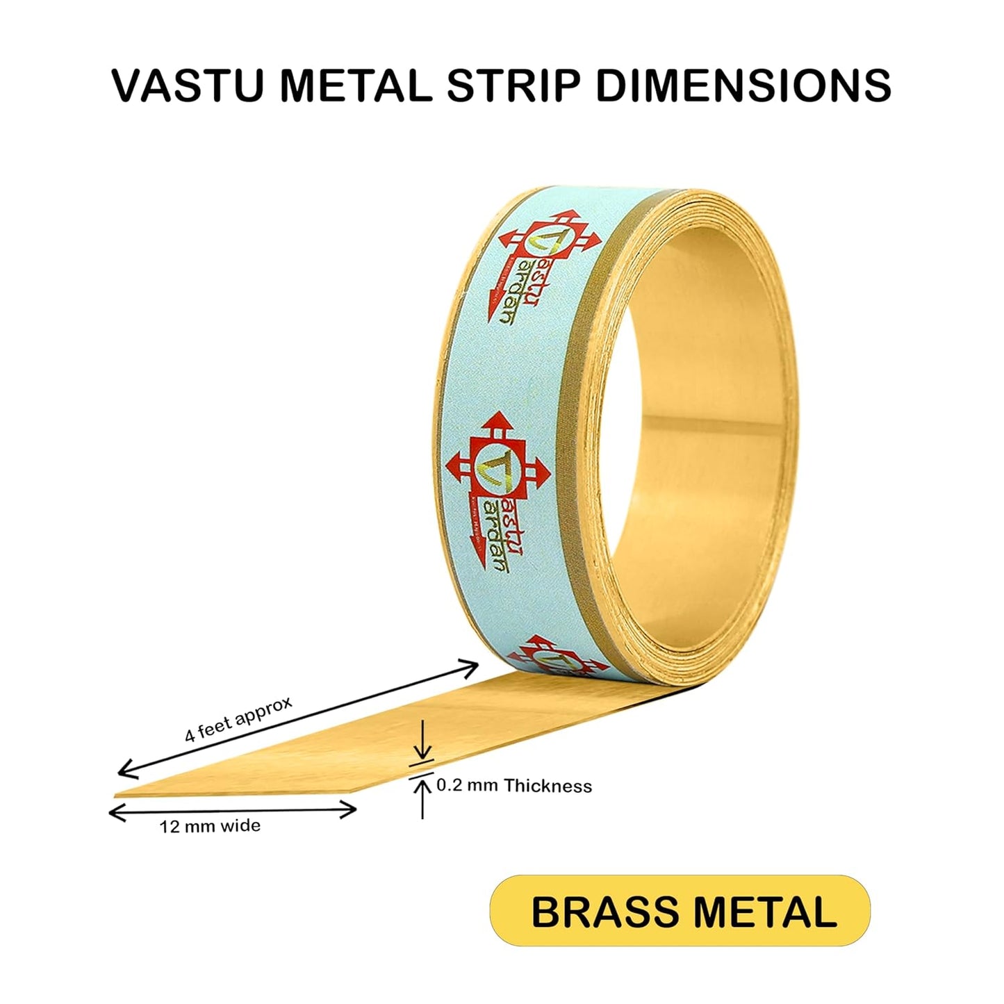 Iron Strip Vastu Remedy for Entrance, Maha Vastu Remedy for Toilet Correction and Zone (4 FEET, 12MM, Width, 0.2MM Gauge) (Pack of 2)