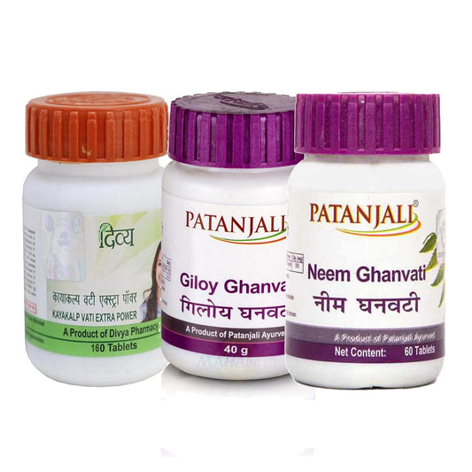 Patanjali Combo: Divya Kayakalp Vati Extra Power + Giloy Ghan Vati + Neem Ghan